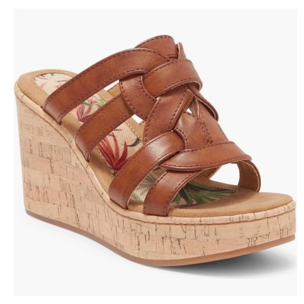 boc B.O.C. Size 10 Platform Wedge Sandal Brown Tan 4" Cork Heel NEW Corrie‎ $129